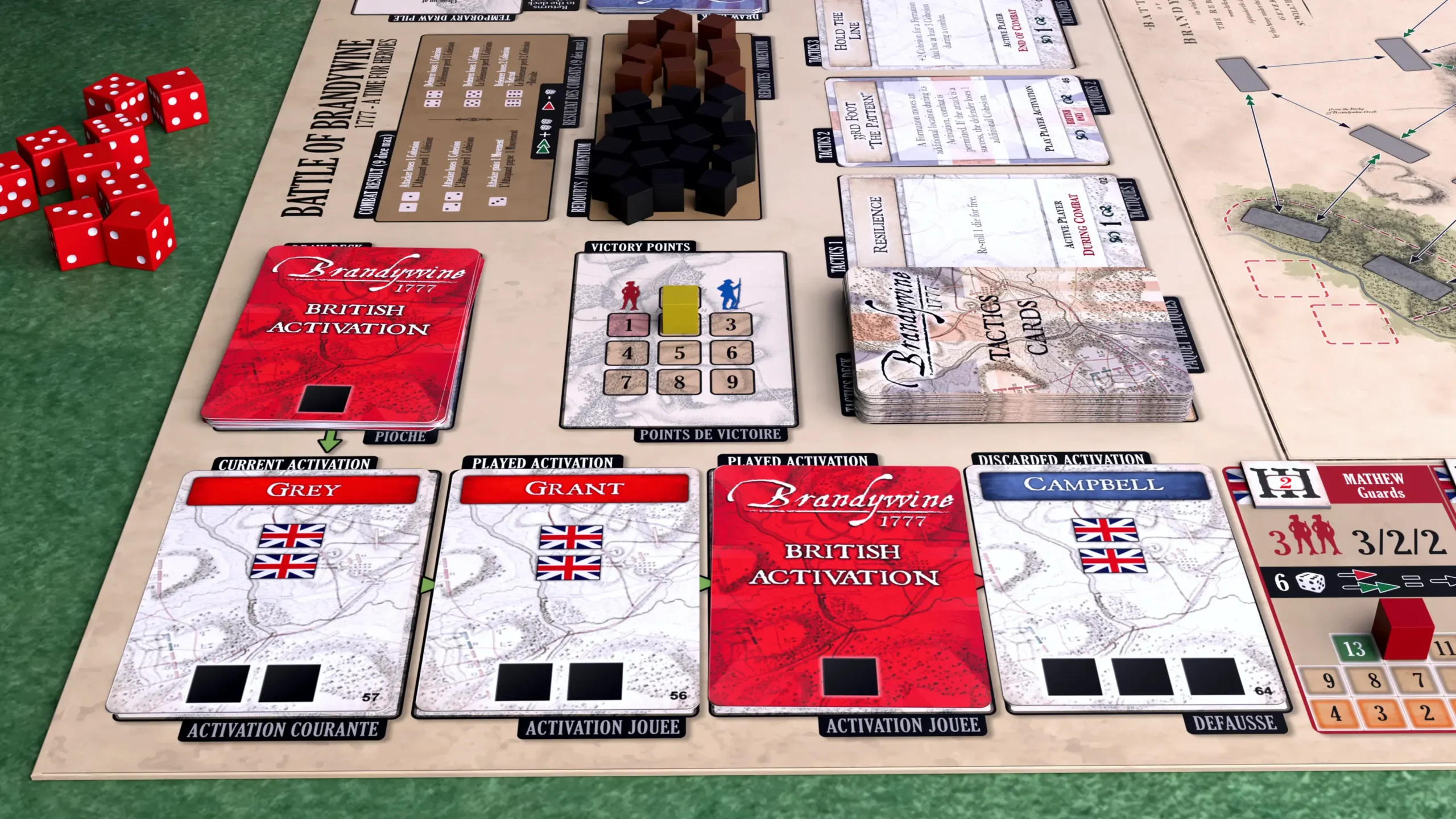 Cartes activations Britannique sur le plateau Brandywine, 1777 – A Time for Heroes